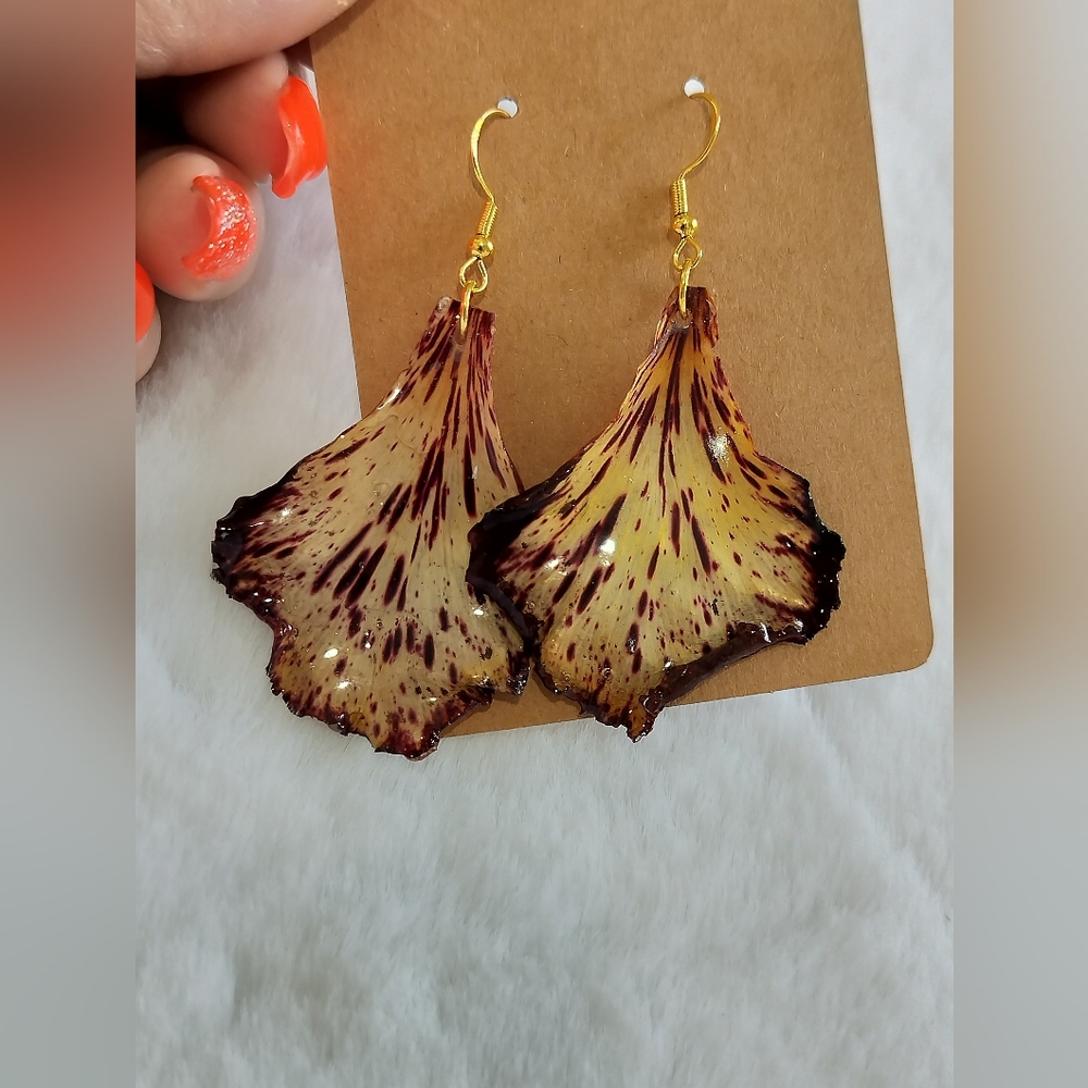 Hand Crafted Cream and Brown Nature-Inspired Earrings